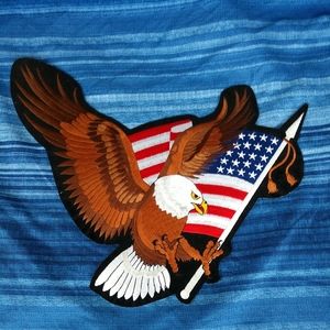 🦅🏍️🆕Large EAGLE BIKER IRON or SEW ON PATCH Jacket/Vest 14" Wide  X 11"
